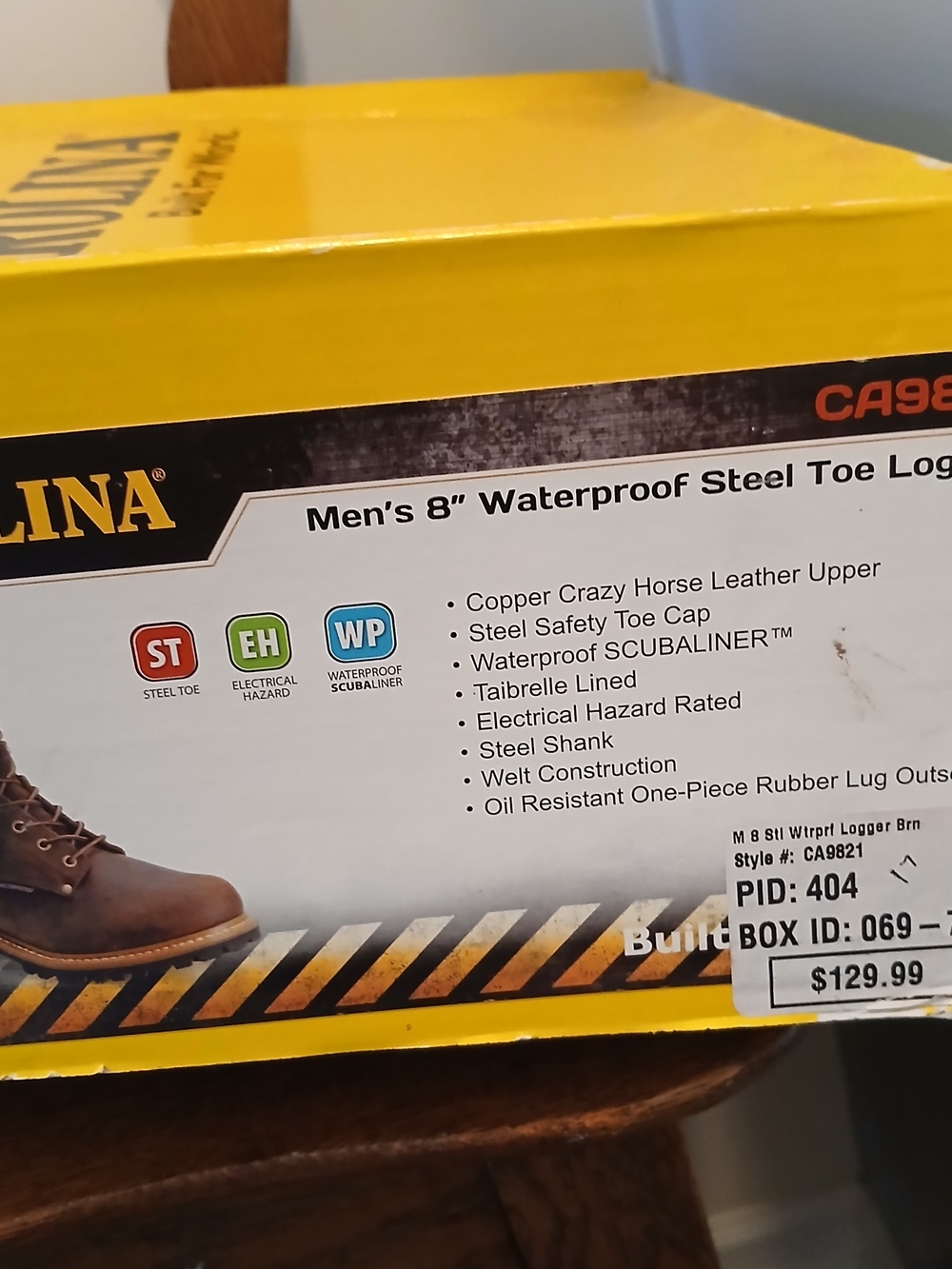 Carolina 8" Steel Toe Waterproof Logger Work Boots Mens 13 NIB - Picture 6 of 6